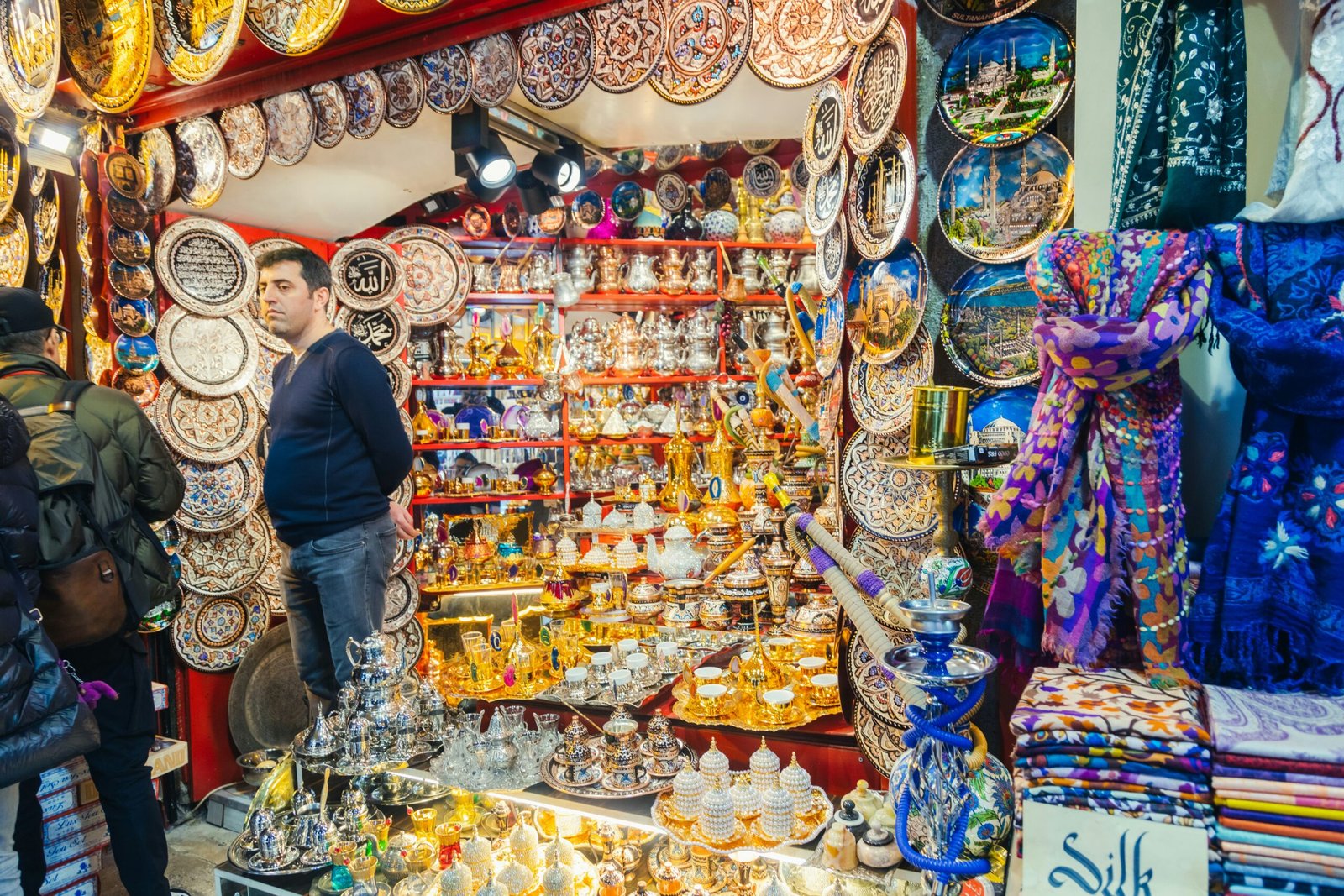 a group of people standing in front of a store